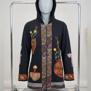 Jayli Black long sweatshirt pattern and embroidering - size small
